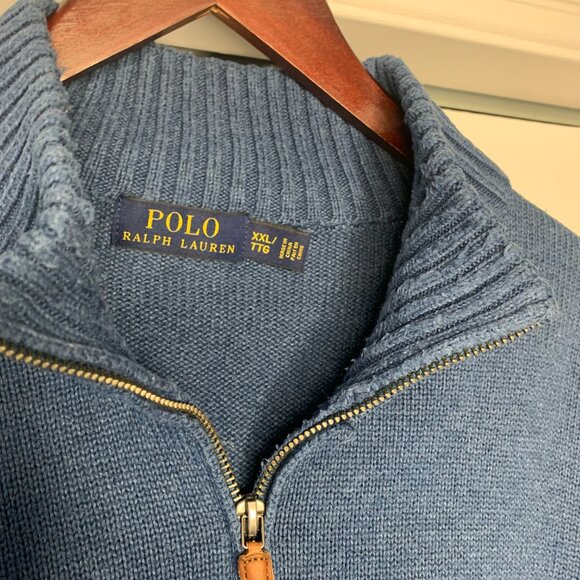 Ralph Lauren Mens Blue Quarter Zip Sweater - Picture 8 of 16